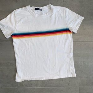 White Brandy Melville Rainbow Strip shirt